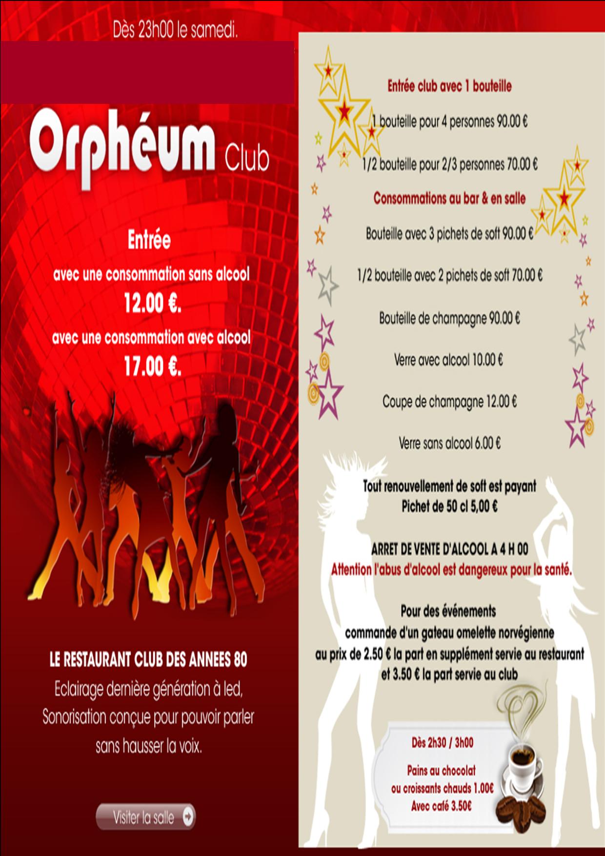 L'Orphéum : les tarifs et horaires du club